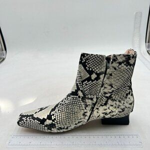 Black Snakeskin Square Toe Low Heels Side Zipper Ankle Boot Formal Business Shoe